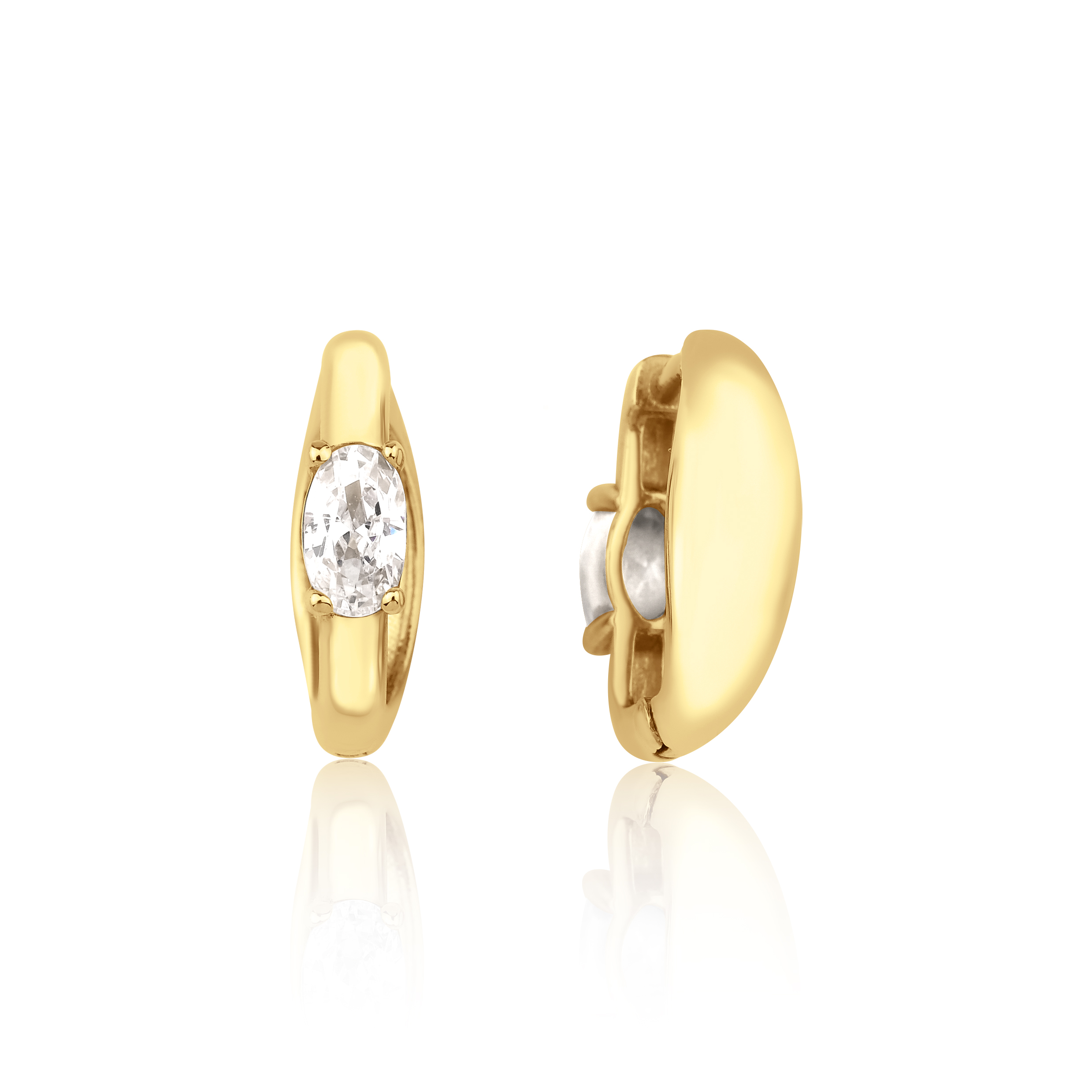 Ovena Oval Kesim Altın Küpe